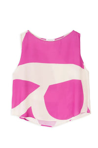 SATIN PRINT SLEEVELES TOP