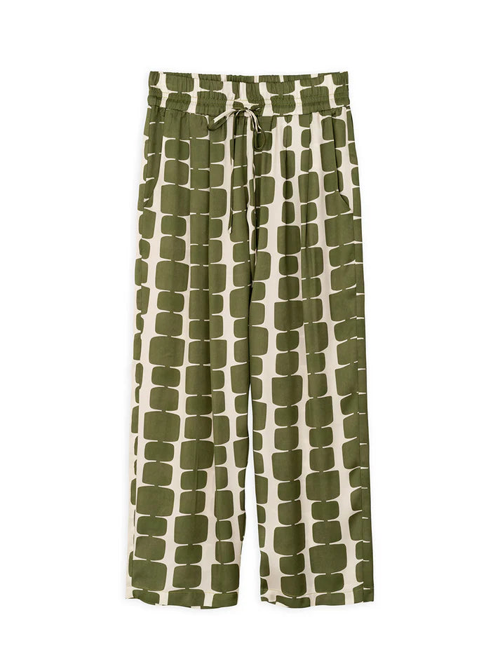 SATIN PRINTED PLEATED PANTS