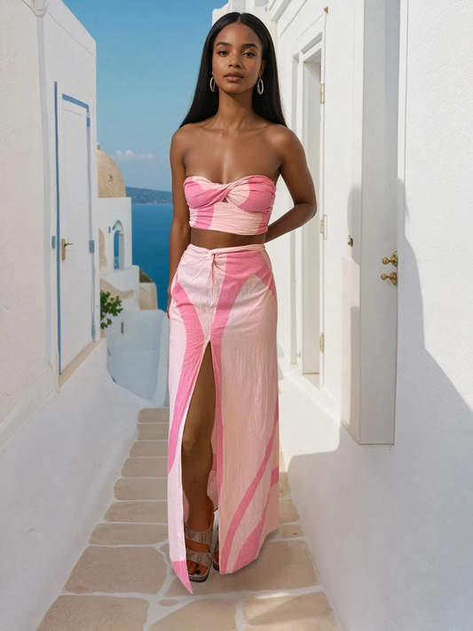 Solea Strapless Crop & Side-Slit Skirt Set