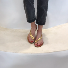 Load image into Gallery viewer, sandals,handmade,leather,santorini,boutique,gold,details,fashion,shoes,greece,greekdesigner
