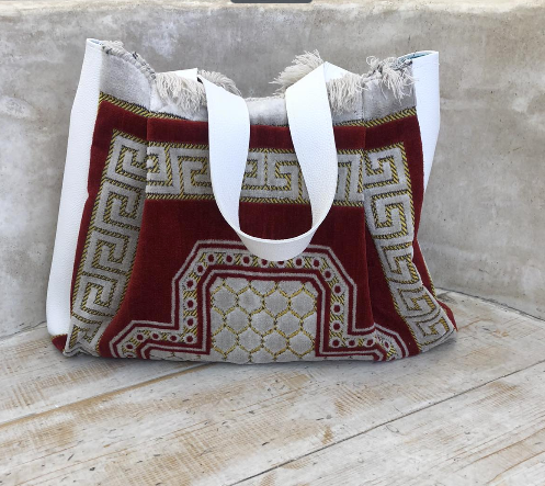 White & Red Tote Bag